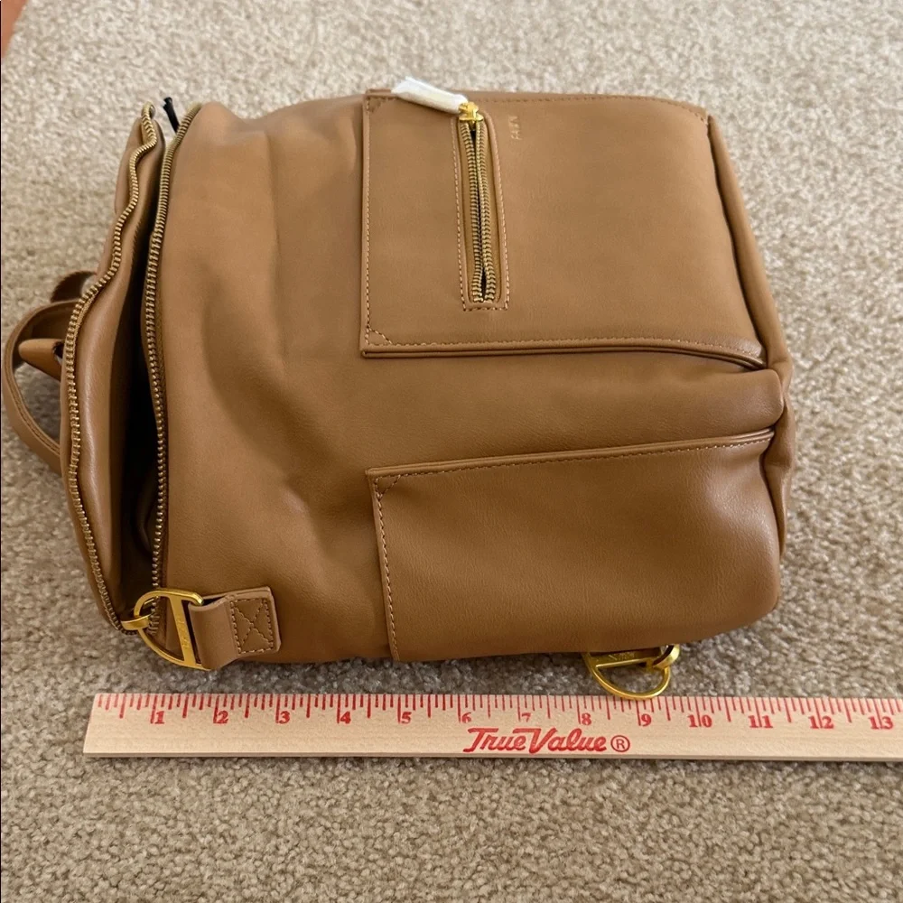 NWT Fawn Design Mini Diaper Backpack-Carmel Tan Vegan Leather + Accessories